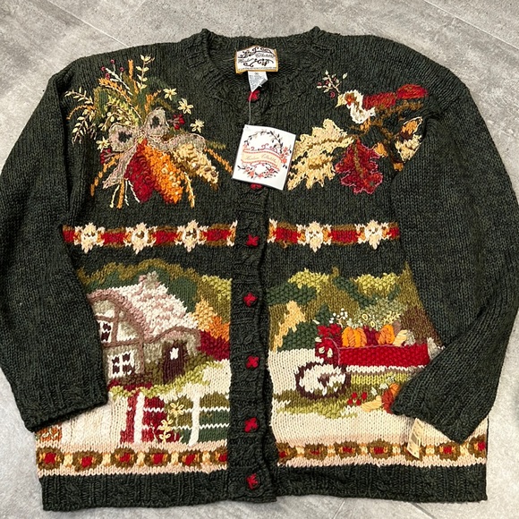 NWT Heirloom Collectibles Vintage Fall Harvest Themed Cardigan 1998